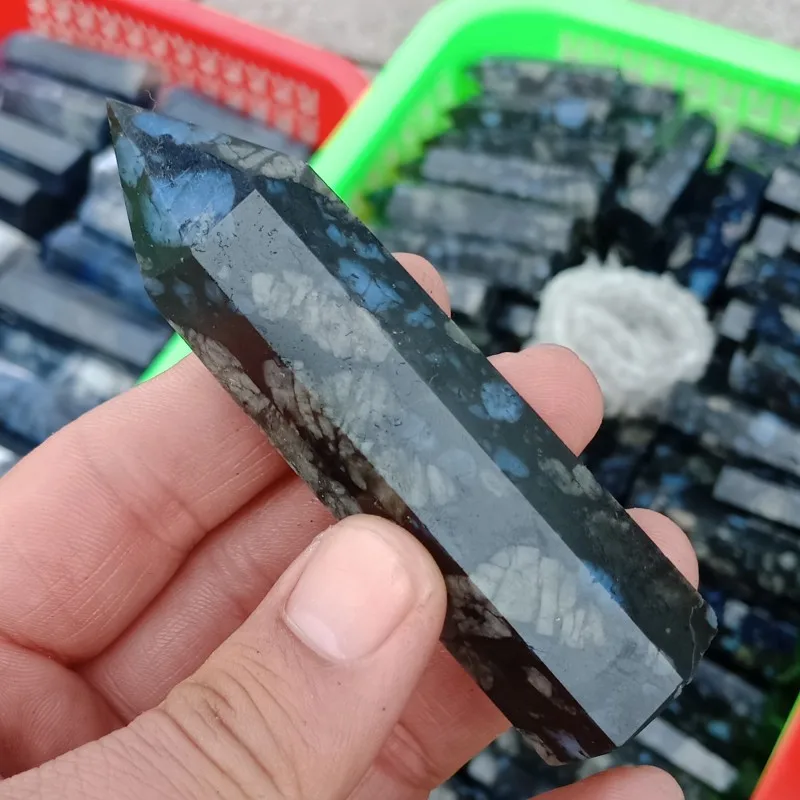 DHXYZB 2 шт. 7-8 см натуральный синий камень в горошек палочка камни кристалл целебные точки башня образец кристаллического минерала morion Рейки Исцеление
