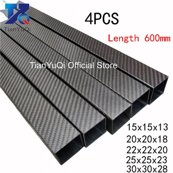 

4pcs Glossy Surface 3K full carbon fiber square tube high strength length 600mm OD 15mm 20mm 22mm 25mm 30mm