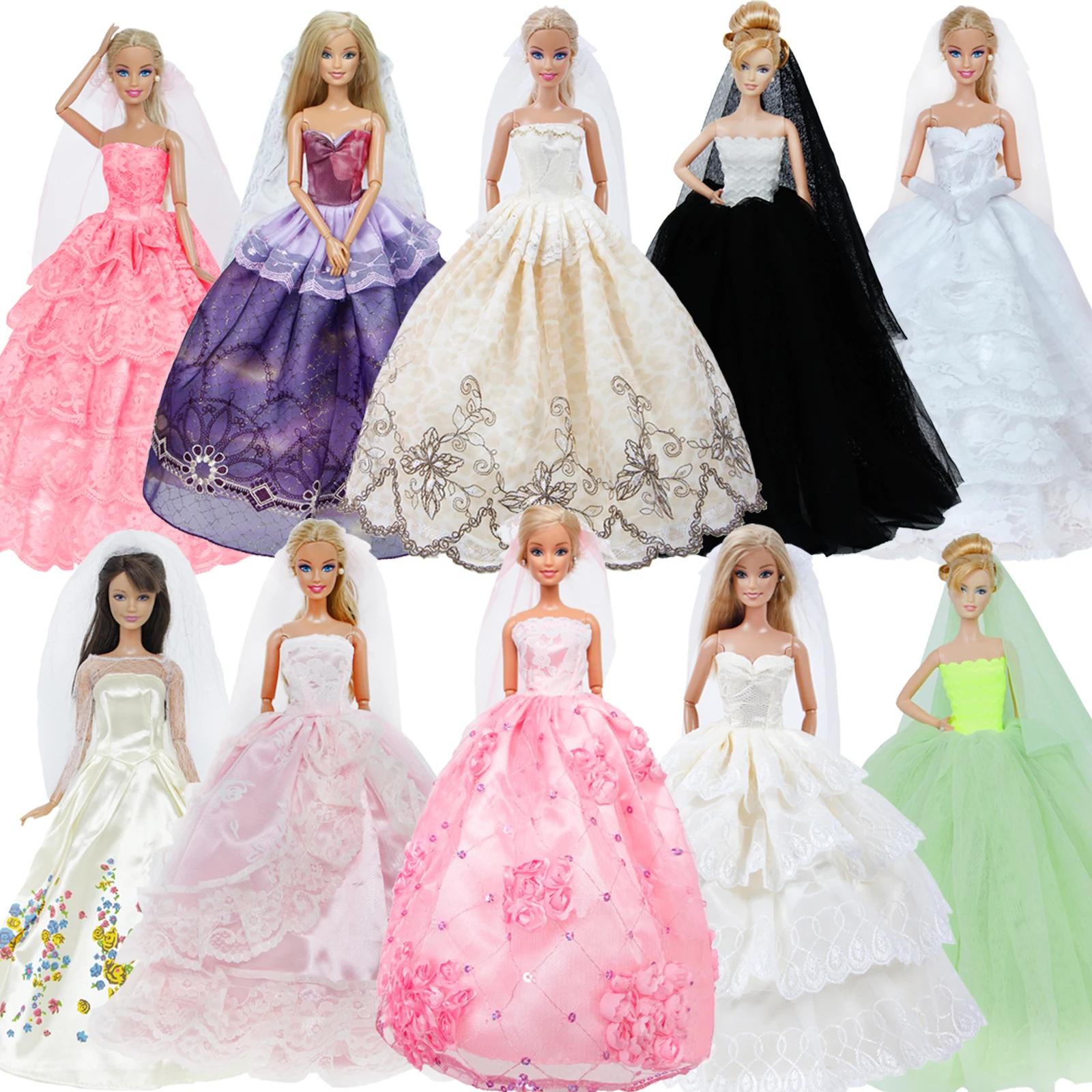 A K ENTERPRISE Barbie Gown Doll handmade Dress And Accessories (Multicolor)  (doll not include) pack of -1 - Barbie Gown Doll handmade Dress And  Accessories (Multicolor) (doll not include) pack of -1 .