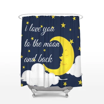 

Starry Night I Love You To The Moon and Back Waterproof Polyester Fabric Bathroom Custom Shower Curtain