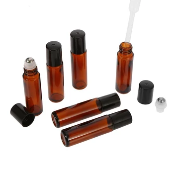

Mini 6Pcs/set 10ml Amber Essential Oil Bottles with 2ml/cc Dropper Glass Roll-on Jar for Cosmetic Perfume Essential Oil Bottles
