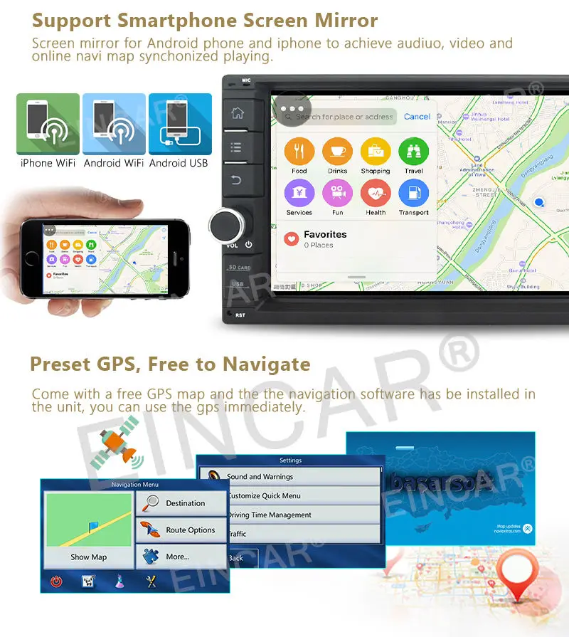 Best CAMERA+2GB RAM Android 6.0 Double Din Car Stereo Radio GPS Wifi 3G OBD2 HD DAB+ 4