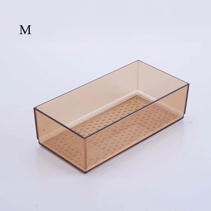 Brown-M Для дома, выдвижного ящика коробка для хранения рабочего стола разделительная коробка для хранения столовой посуды косметический Органайзер для макияжа кухонный ящик Органайзер чехол - Цвет: Brown-M