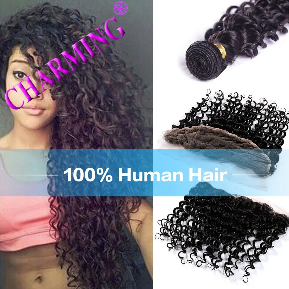 

Chinese Deep Wave 4 Bundles With Frontal Closure  13x6 Lace Frontal With Bundles Deep Wave Virgin Human Hair with Closure
