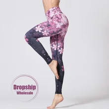 Женские штаны для йоги с высокой талией, для фитнеса, пуш-ап, трико, для спортзала, с цветами, спортивные Леггинсы, с принтом, для контроля живота, для пробежек
