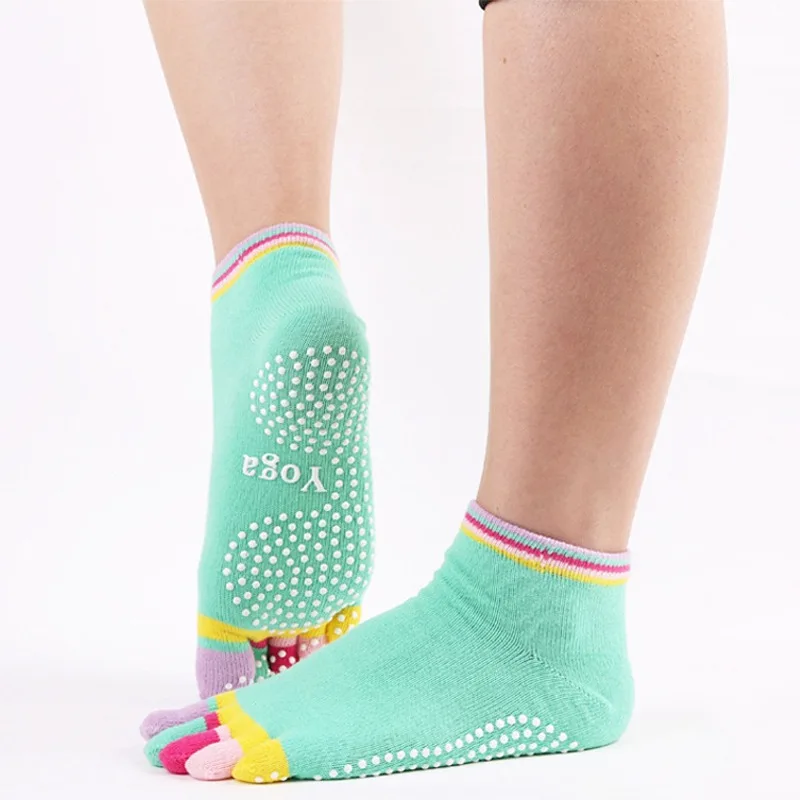 1 пара Женские носки для йоги противоскользящие полосатые женские спортивные фитнес, Пилатес носки с силиконовым гелем профессиональные спортивные носки для танцев