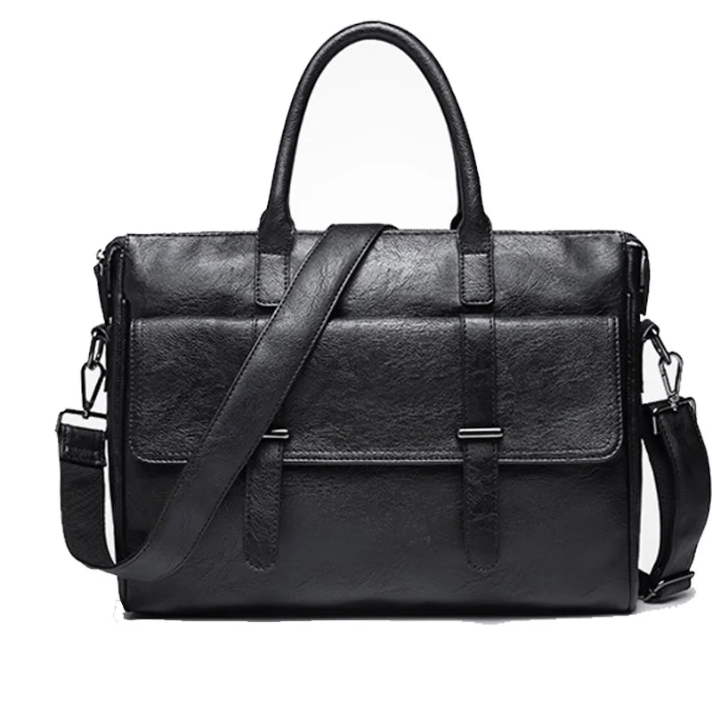 

Promotion Simple Famous Brand Business Men Briefcase Bag Luxury Leather Laptop Bag Man Shoulder Bag