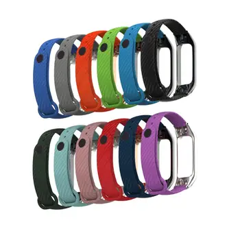 

New Metal Frame Carbon Fiber Grain Replacement Silicone Strap Watch Band For Xiaomi Mi Band 3 Bracelet qiang
