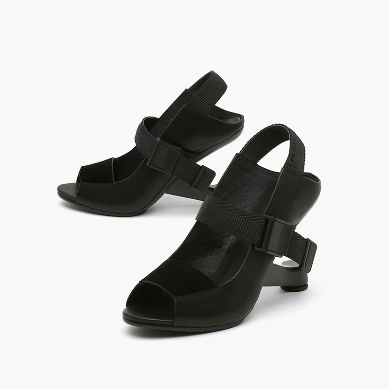 Женские сандалии-гладиаторы с открытым носком; летние туфли на высоком каблуке 8 см; женские туфли на необычном металлическом каблуке; цвет белый, черный; Sandalias Mujer; HL166 muyisxi