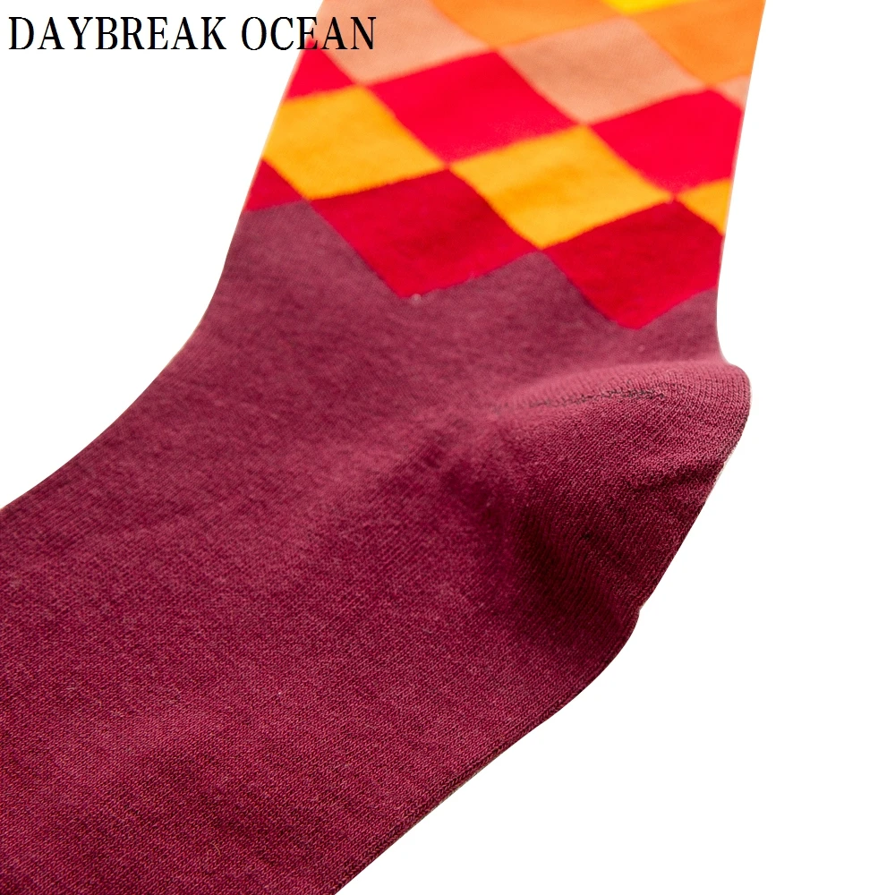 Большой размер, 20 шт = 10 пар/лот, градиентные цветные носки из чесаного хлопка, мужские повседневные Модные осенние носки, забавные носки для счастливых мужчин