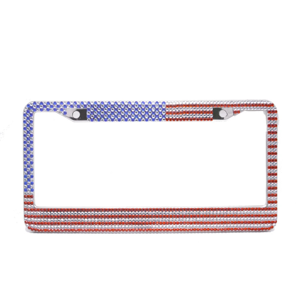 USA Flag Bling License Plate Frame Holder20170630_0206
