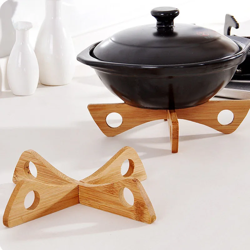 Кухонные аксессуары бамбуковые для сковороды подставки держатель Съемная кулинарная чаша подставки для кружек