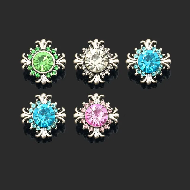 

Wholesale Crystal Flower 022 Rhinestones Metal Snap Buttons Fit 12mm Snap button bracelets Earrings necklace For women