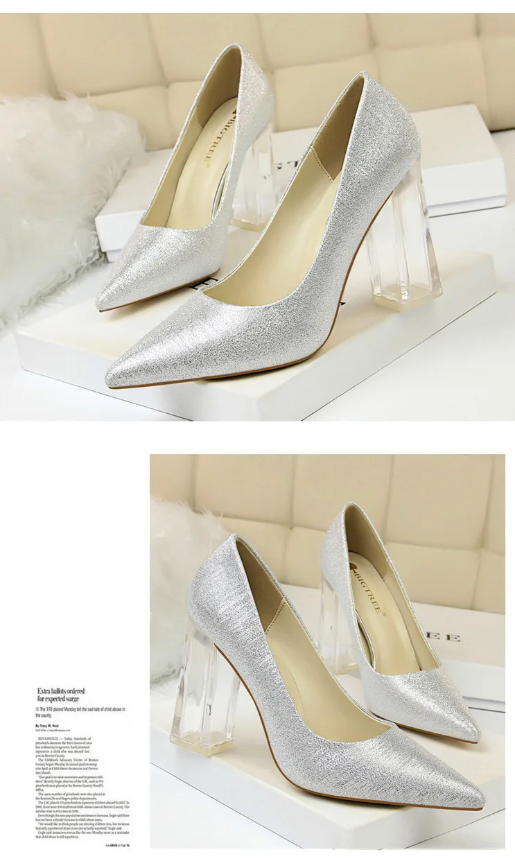 Корейский стиль; Модные прозрачные туфли на высоком каблуке с закрытым носком; пикантные свадебные туфли на высоком каблуке с острым носком; женская обувь