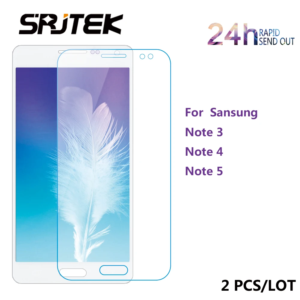 

2 PCS/LOT Srjtek 2.5D Anti-Explosion Tempered Glass Screen Protector For SAMSUNG Galaxy Note 3 N9005 4 N910 N9002 5 N920A