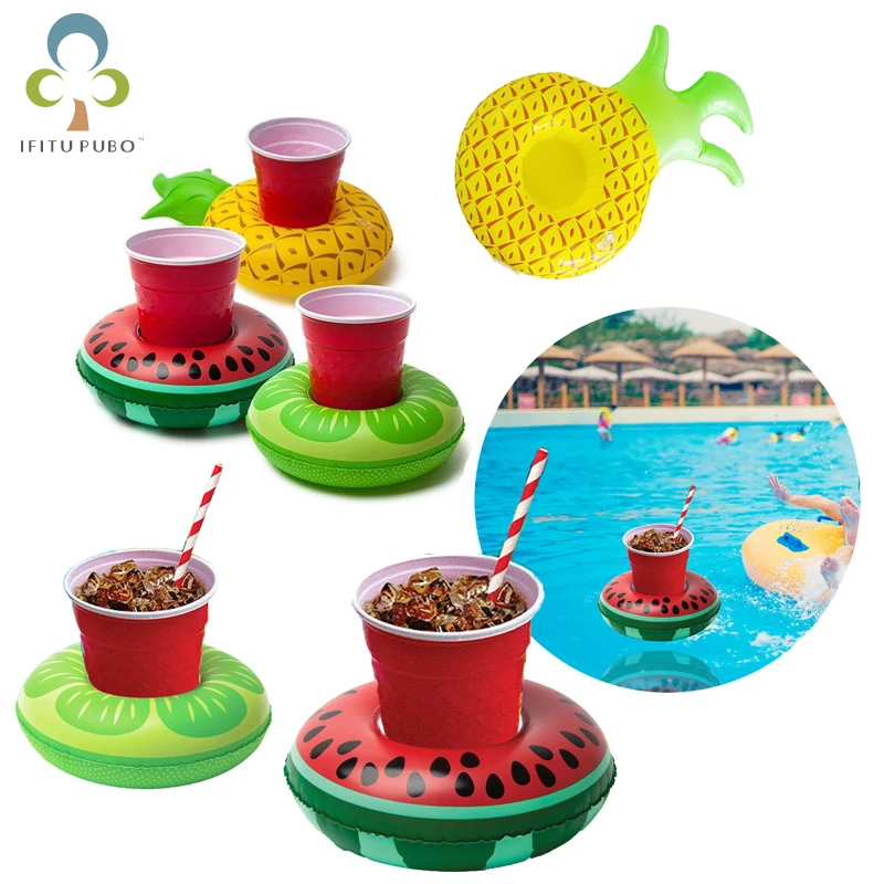 

Creative Inflatable Drink Cup Holders Mini lemon/watermelon/pineapple fruit pattern Christmas Wedding Birthday Party GYH
