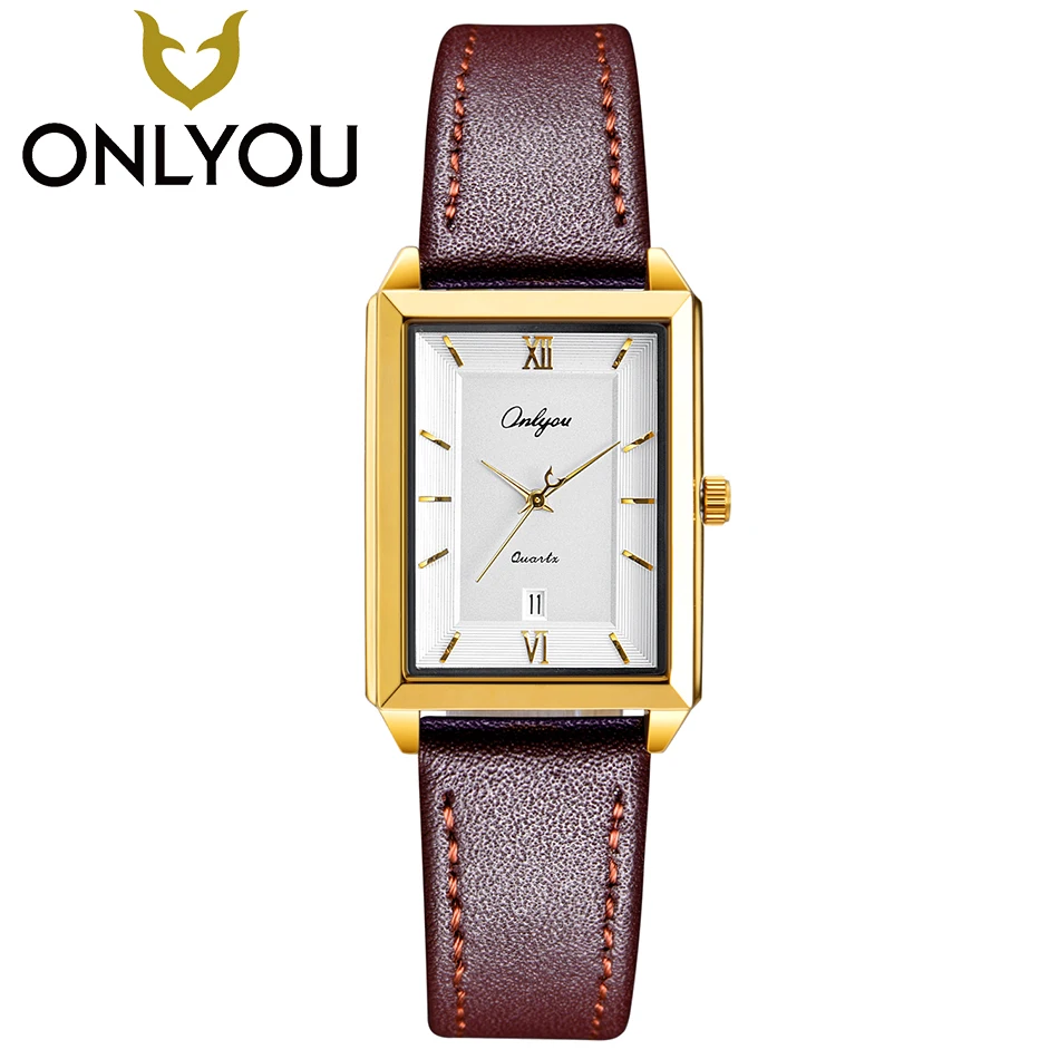 

ONLYOU Fashion Women Square Watches For Lover Gift Simple Quartz Clock Ladies Casual Wristwatch Men Business Waterproof Watch