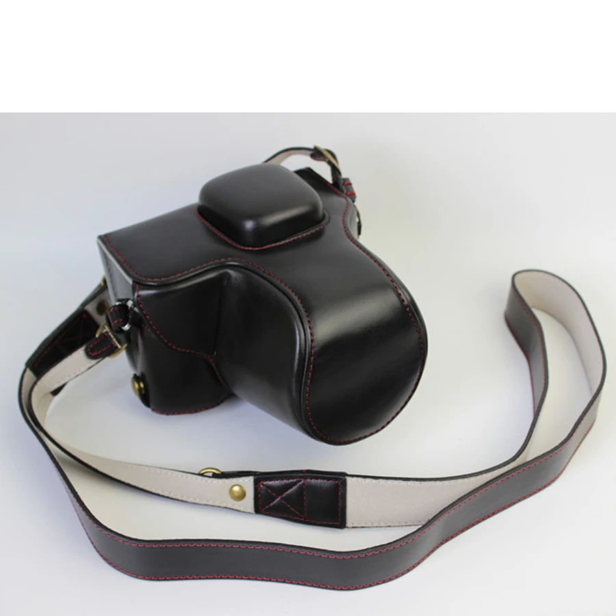 Black Luxury Digital Camera Leather Case Cover for Olympus Pen Lite E