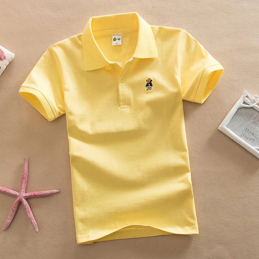 Color caramelo 2019 marca niños polo camisa niñas manga Casual camisetas algodón ropa adolescente 2 12 años niños camisetas| Camisetas| - AliExpress