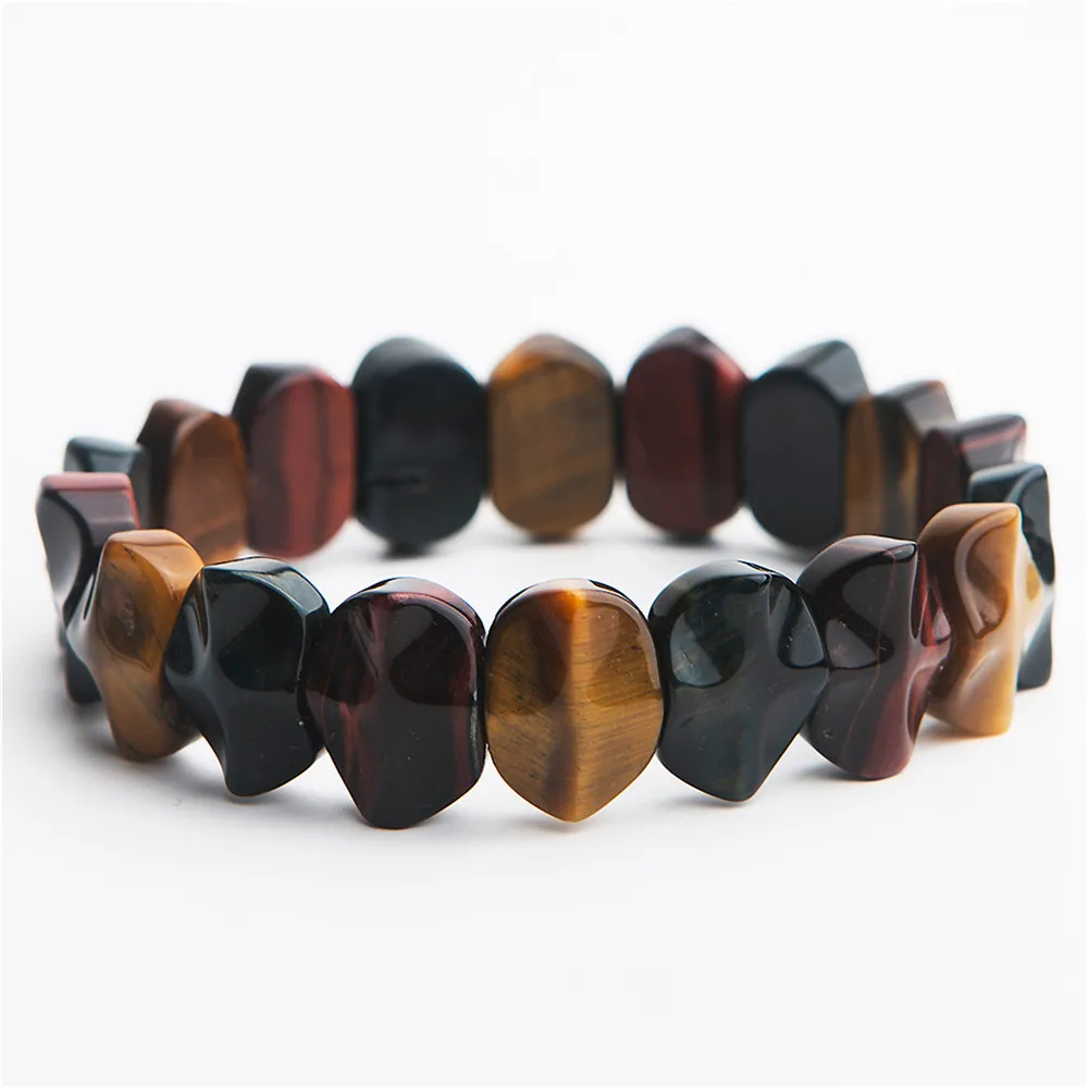 Genuine Colorful Tiger Eye Beads Bracelet Bangles For Men Women Natural