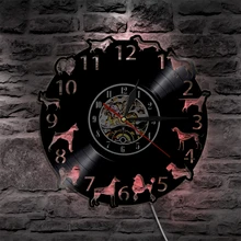 1 pieza de precioso reloj Led de vinilo para perros Carlino, cachorros, animales, luz de pared, cambio de Color LP Vintage, lámpara de decoración hecha a mano, Control remoto