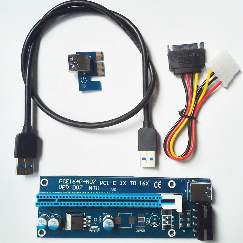 Pci e PCI E Экспресс 1X к 16x видеокарты Riser Card USB 3.0 удлинитель кабеля с Питание для Bitcoin