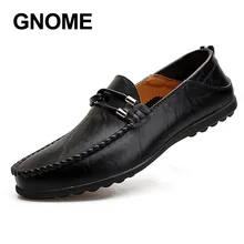 GNOME British Leisure Leather Shoes Men Casual Soft Loafers Men Shoes Slip On Moccasins For Male Driving Shoes Male Brand Design