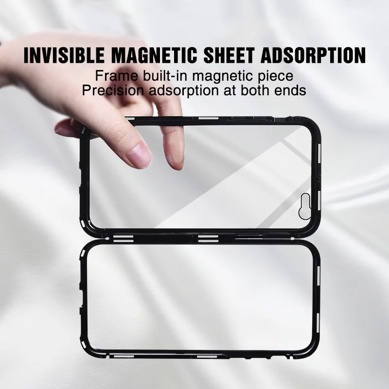 Magnetic Adsorption Metal Case For On iPhone X XR XS MAX Back Magnet Cover For iPhone 6 6s 7 8 Plus Full Protection Case Coque