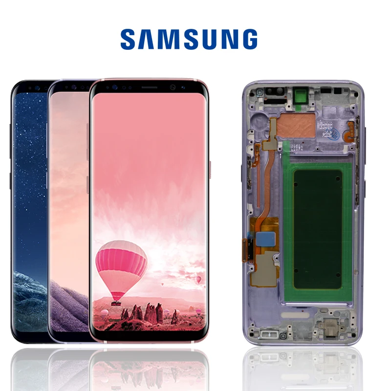 Оригинальный ЖК экран с рамкой для SAMSUNG Galaxy S8 G950 G950F дигитайзер сенсорного экрана