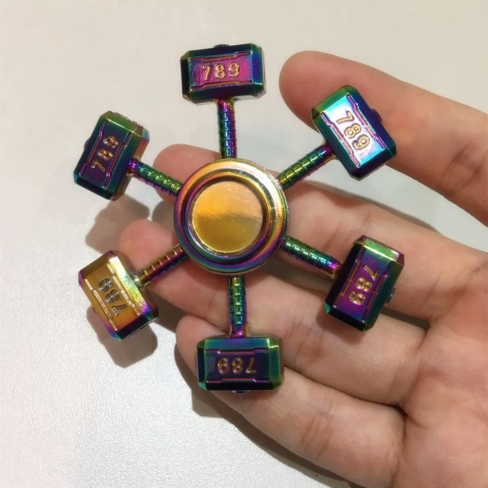 

10pcs/lot Newest Fidget Spinner Colorful three heads and six arms Fingertip Gyro 789 Hammers Hand Spinner Spinner EDC Toy