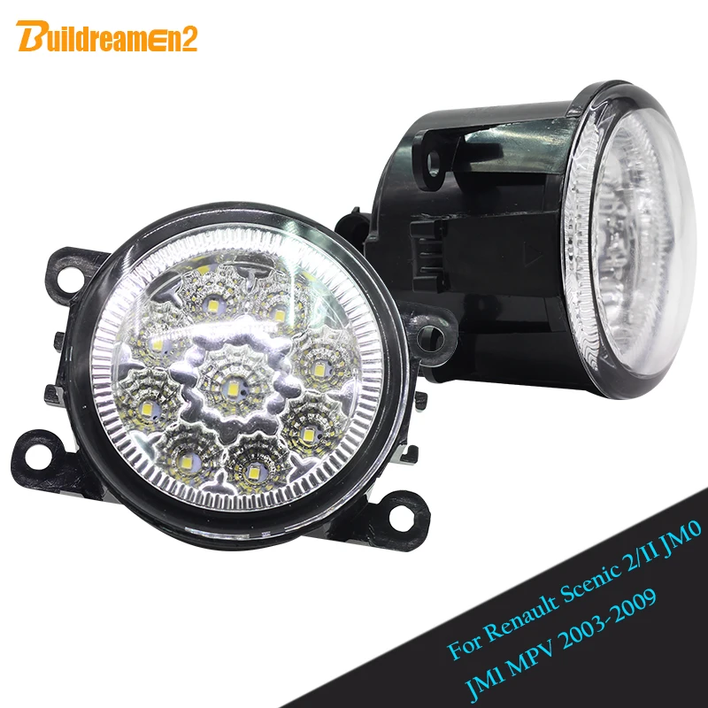 

Buildreamen2 For Renault Scenic 2 II JM0 JM1 MPV 2003-2009 Car LED Fog Light Yellow White Blue DRL Daytime Running Light 12V DC