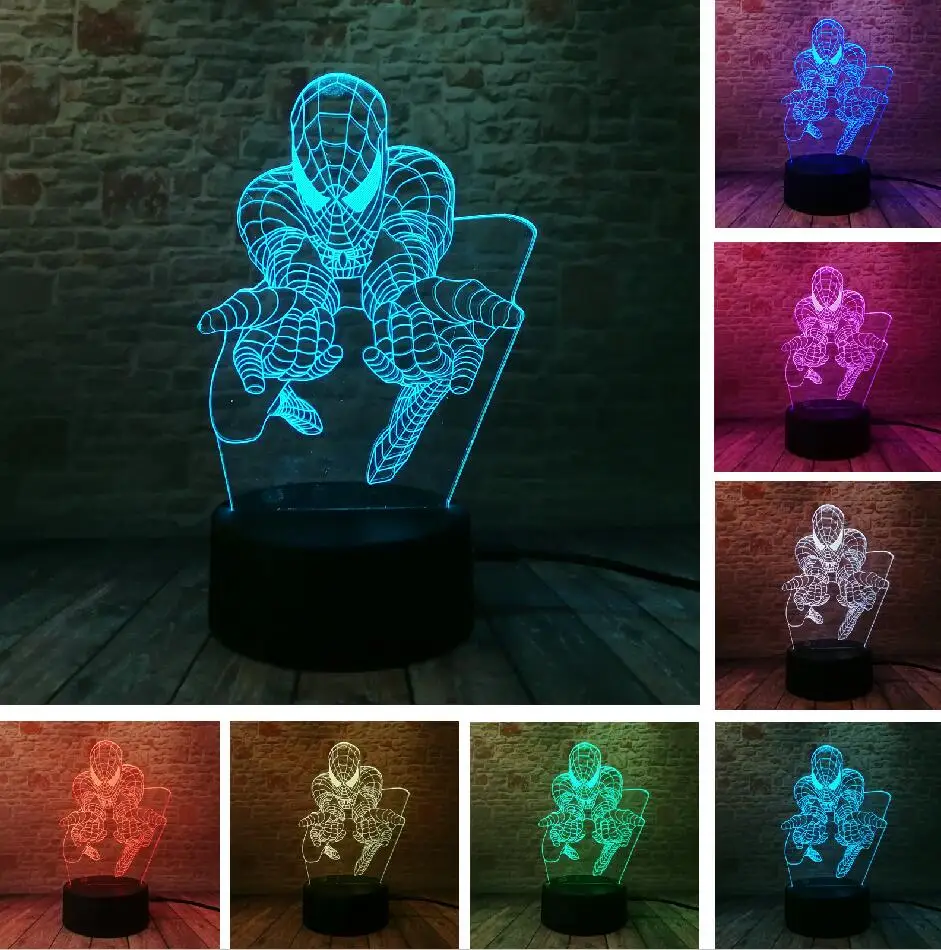 Style 8 Amroe Marvel супер герой Человек-паук легенды USB Сенсорная база 7 цветов Изменение спальни декоративное ночное освещение ребенок дети Человек Рождественский подарок - Испускаемый цвет: Style 8