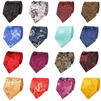 

Men’s Wide 9CM Dragon Floral Jacquard Necktie Wedding Formal Ties Chinese Style QNTIE0096
