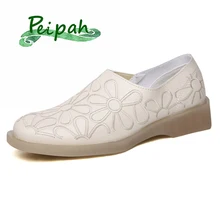 PEIPAH/женские туфли-оксфорды; повседневная женская обувь из натуральной кожи на плоской подошве; кожаные туфли; удобные тонкие туфли с вышивкой