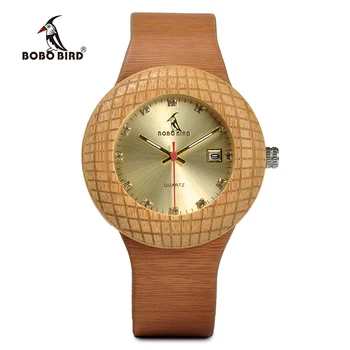 

BOBO BIRD Leather Strap Wooden Quartz Watches Top Brand Men Women Timepieces Wristwatches With Gift Watch Box Drop Shiping