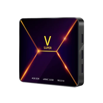 

New Android 9.0 TV Box RK3318 Ram 4GB Rom 32GB Smart Internet Set Top Box 2.4G WIFI Bluetooth Support Super V