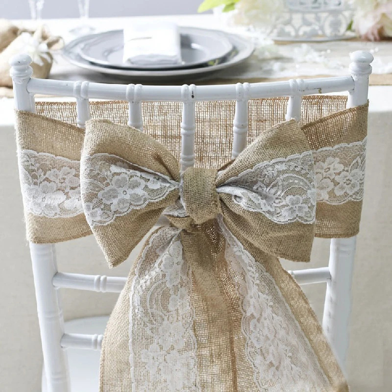 Buy Wedding Burlap Chair Sashes Lace Hessian Jute