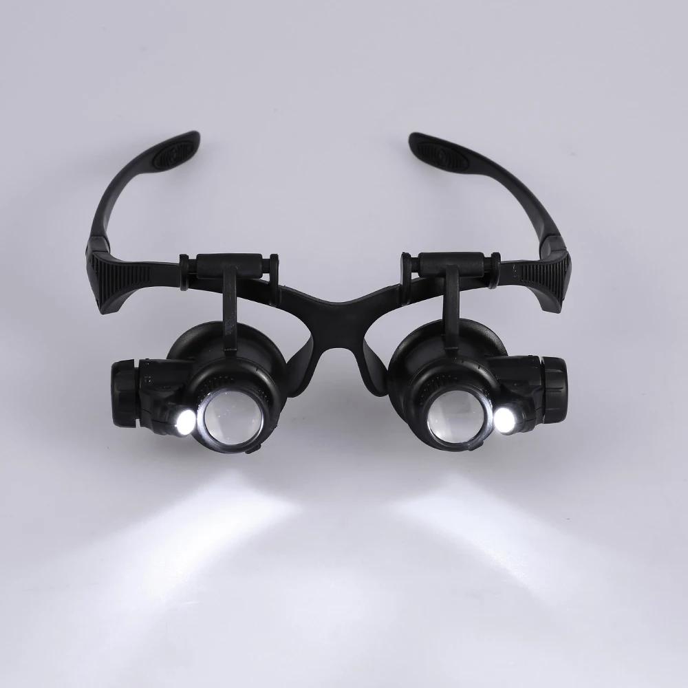 10X 15X 20X 25X очки-бинокли Лупа увеличительное стекло с светодиодный светильник для оценки ювелирных изделий