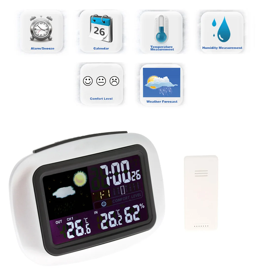

1pc Weather Station Indoor/Outdoor Wireless Sensors Digital Thermometer Hygrometer LCD Temperature & Humidity -20-50C/20%-95%