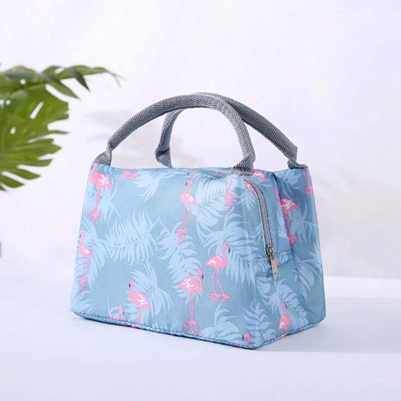 

Animal Flamingo Lunch Bags Women Portable Functional Canvas Stripe Insulated Thermal Food Picnic Kids Cooler Lunch Box Bag Tote