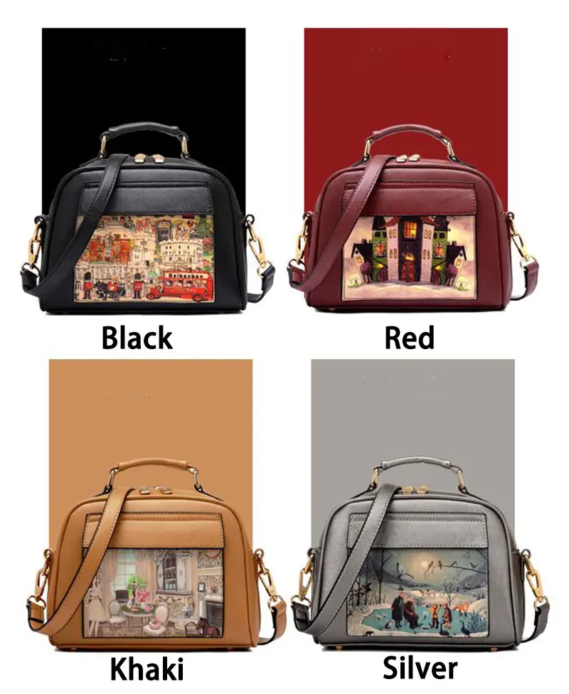 Beibaobao Ladies Tote 2017 Landscape Oil Printing Women Handbag Female Clutch Bolsa Women Bags Elegant Women Messenger Bags B005