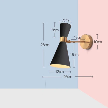 Скандинавский прикроватный светильник для спальни, настенный светильник, простой современный проходной коридор, отель, Золотой Фон, настенный светильник, Креативный светодиодный светильник - Цвет абажура: LS147-BLACK