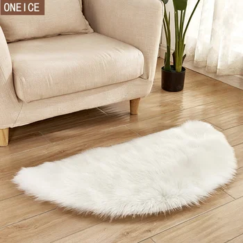 

Artificial wool carpet mat semicircle living room soft fluffy carpet bedroom sofa coffee table carpet can be cleaned 10 colors