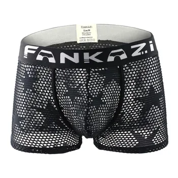 

Men Mesh U Pouch Sexy Underpants Cueca Cotton Pants Trunks Boxer shorts Gay Male Panties Hollow Underwear Boxer