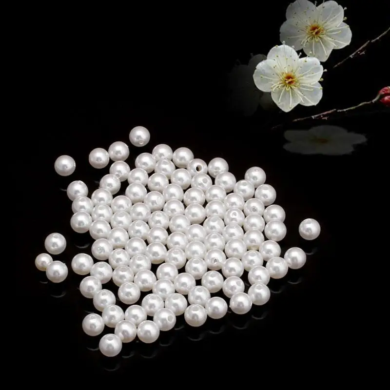 

About 4/5/6/8mm Simulated-pearl Round Space Loose Beads For Bracelets Jewelry Making Accessories Gift Wholesale