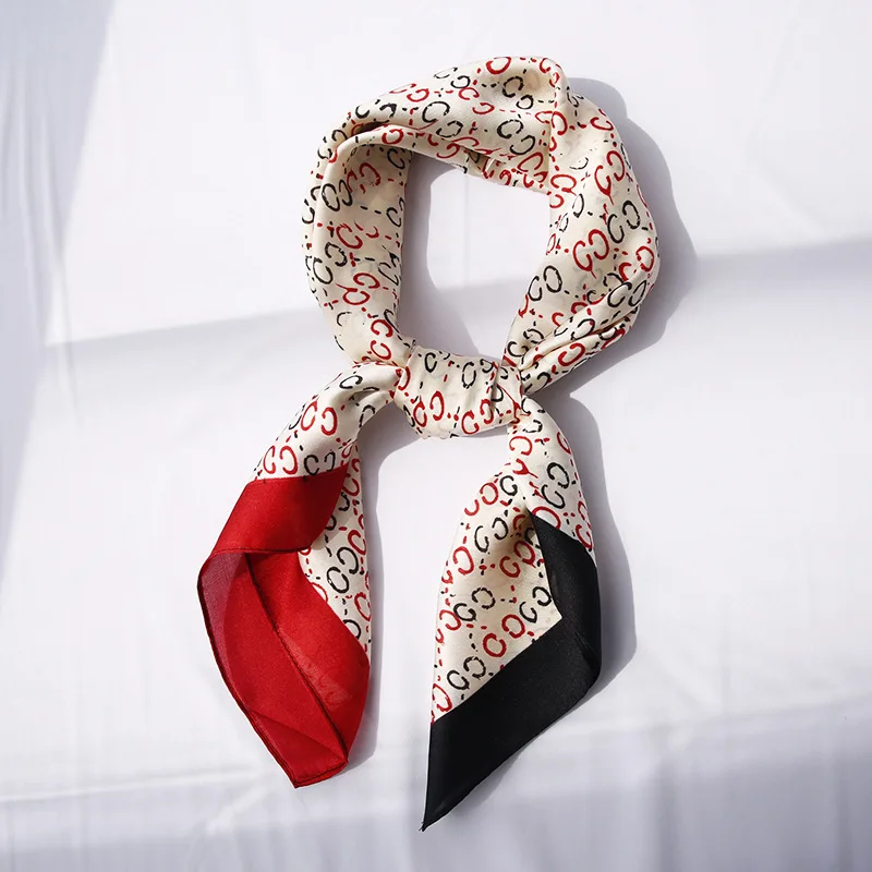 Yishine 70x70 см 4 цвета для женщин полиэстер шелковый шарф лоскутное полосатые принты летние атласные длинные обертывания ромбические шарфы шаль