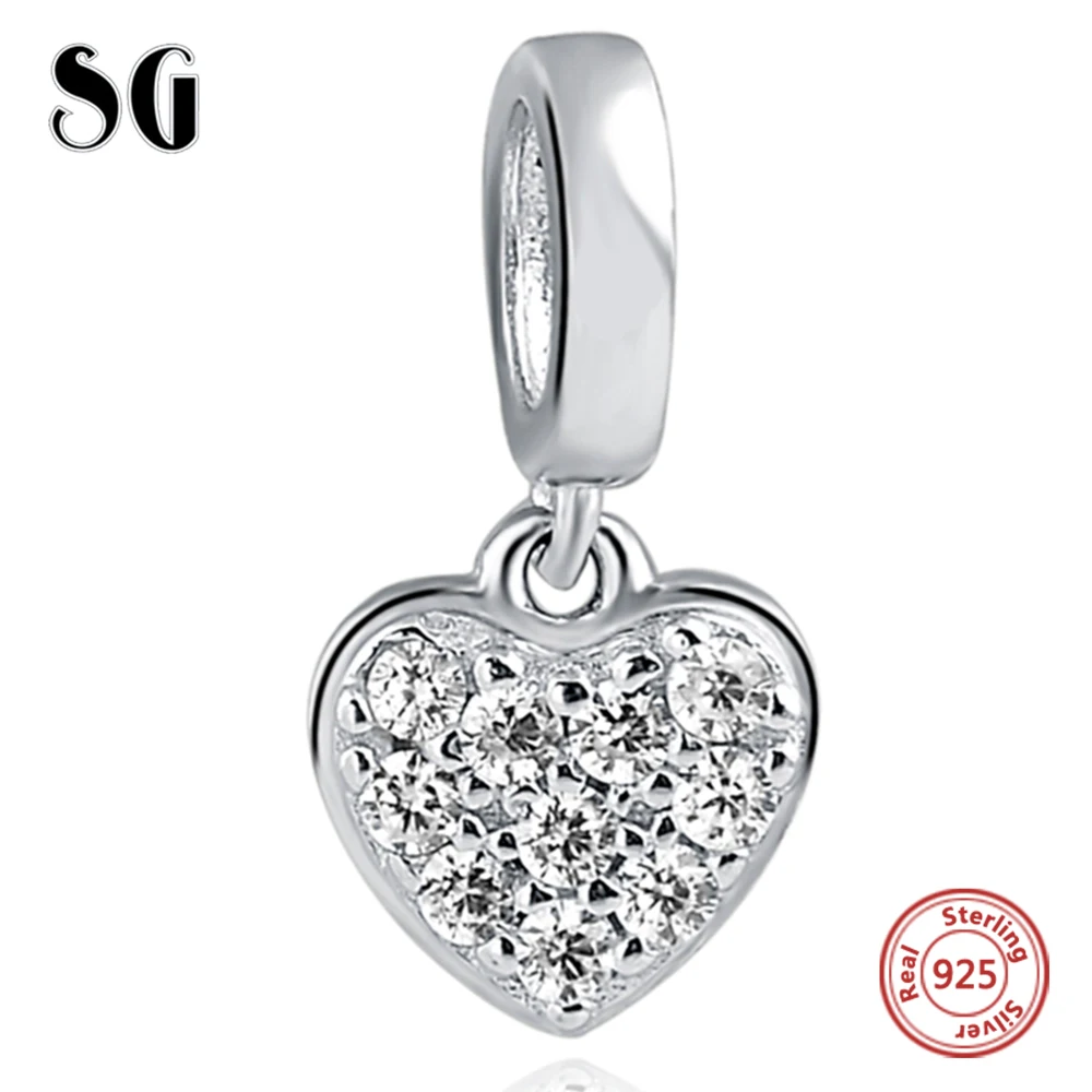 

Love Heart with Zirconia Fit Authentic European Charm Bracelet Sterling Silver 925 Original Beads For Women Jewelry for women
