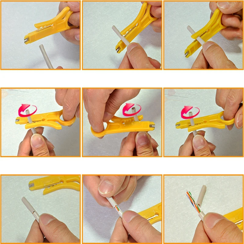 KALAIDUN  Stripping Clamp Crimping Pliers Portable Simple Utility Wire Stripper Telephone Line Network Cable CutterYellow Knife5
