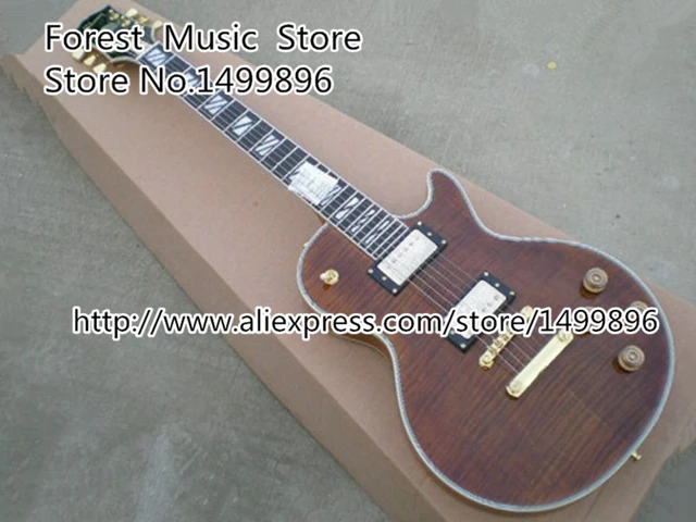 Cheap Musical Instrument Brown Tiger Grain Classical LP Supreme Electric Guitars Custom Left Handed Available In Stock