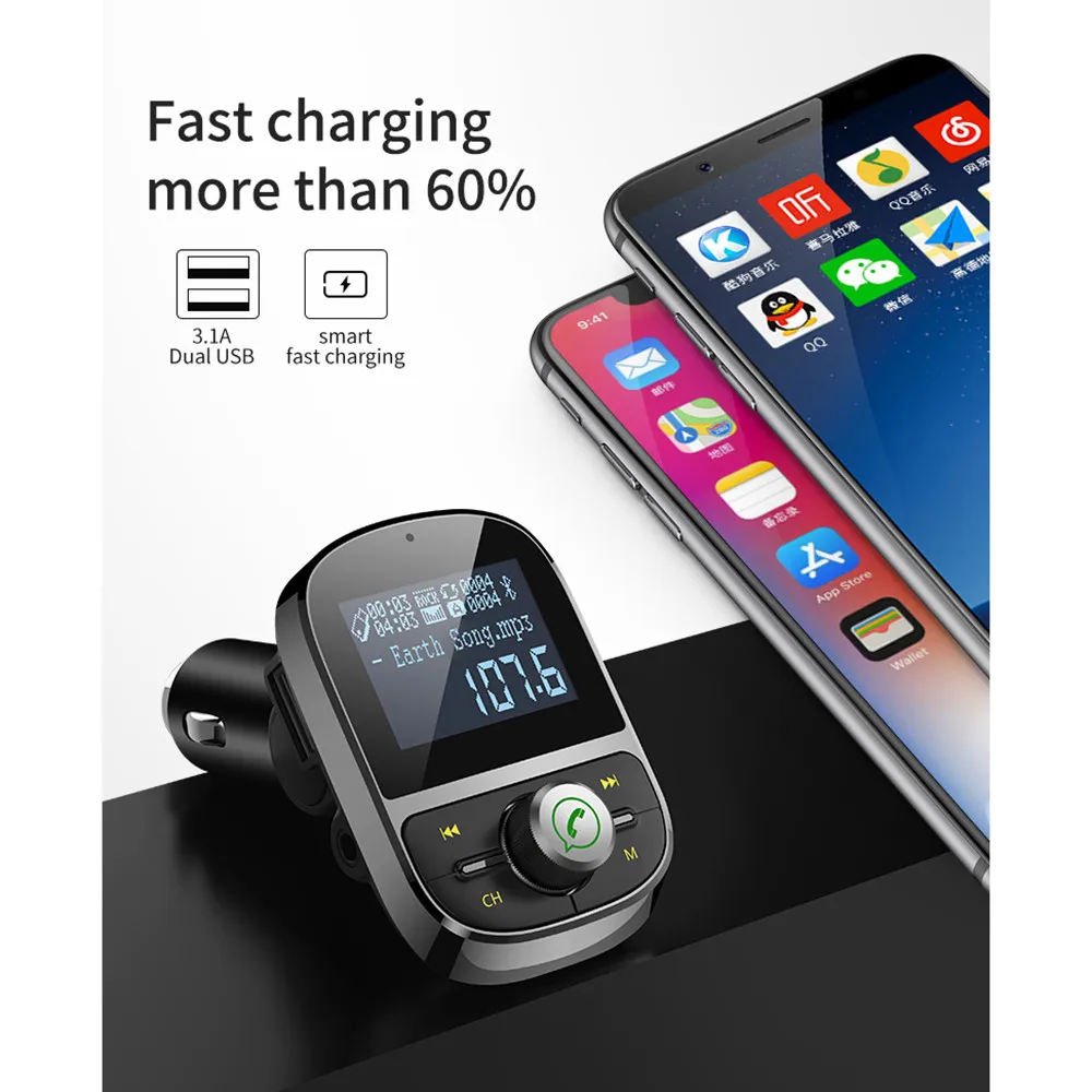 

Bluetooth Car FM Transmitter Wireless Radio Adapter USB Charger Mp3 Player